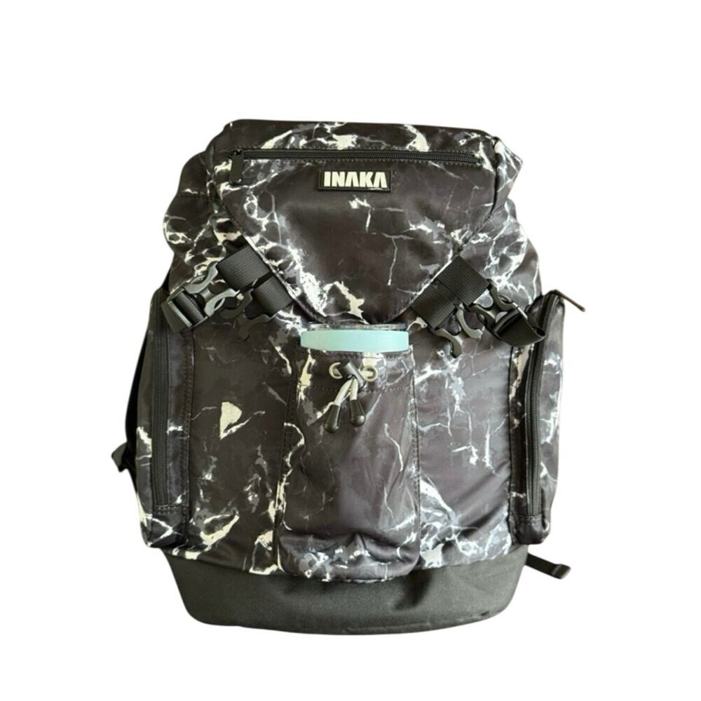 Inaka Power Backpack School Outdoors Black White Pockets Commuter Sports Unisex
